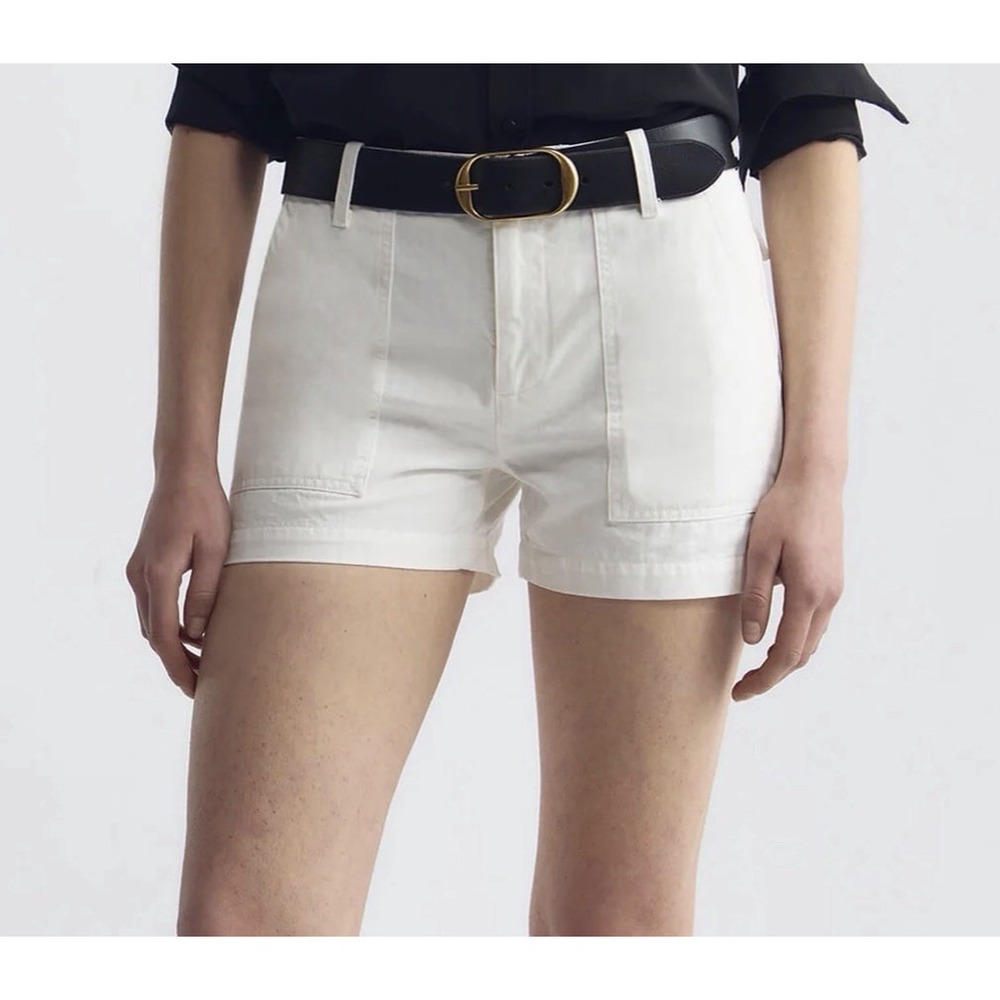 NILI LOTAN Utility Shorts White Vintage Cream Women's Size 10 Cotton Cargo
